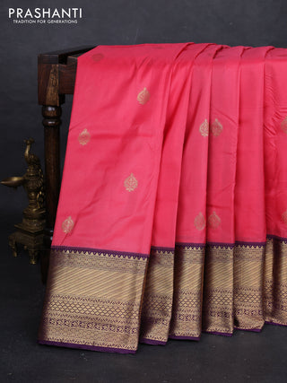 Peach Pink & Purple Bangalori Silk - Buttas