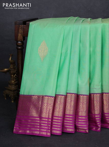 Teal Green & Purple Bangalori Silk - Buttas