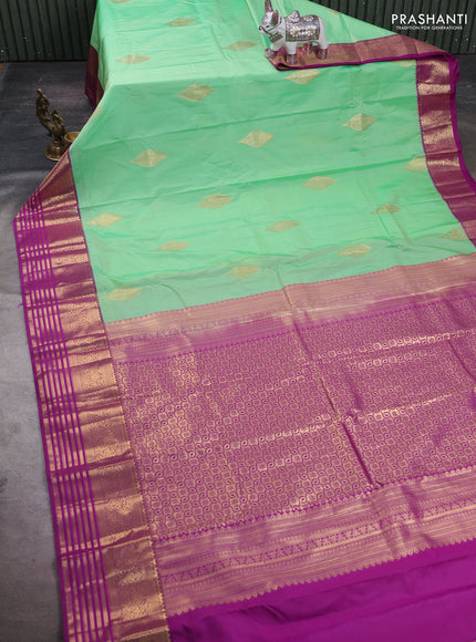Teal Green & Purple Bangalori Silk - Buttas