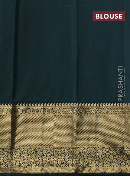 Pink & Bottle Green Bangalori Silk - Buttas