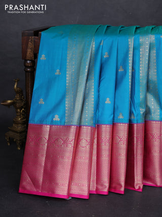 Cs Blue & Pink Bangalori Silk - Buttas