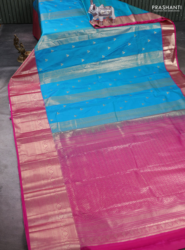 Cs Blue & Pink Bangalori Silk - Buttas