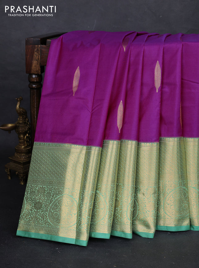 Magenta Pink & Green Bangalori Silk - Buttas