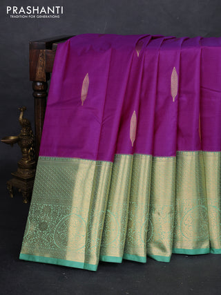 Magenta Pink & Green Bangalori Silk - Buttas