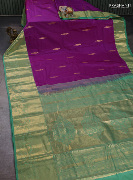 Magenta Pink & Green Bangalori Silk - Buttas