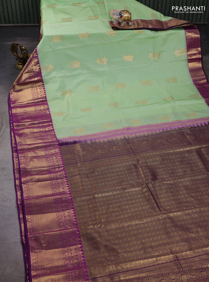 Pista Green & Purple Bangalori Silk - Buttas