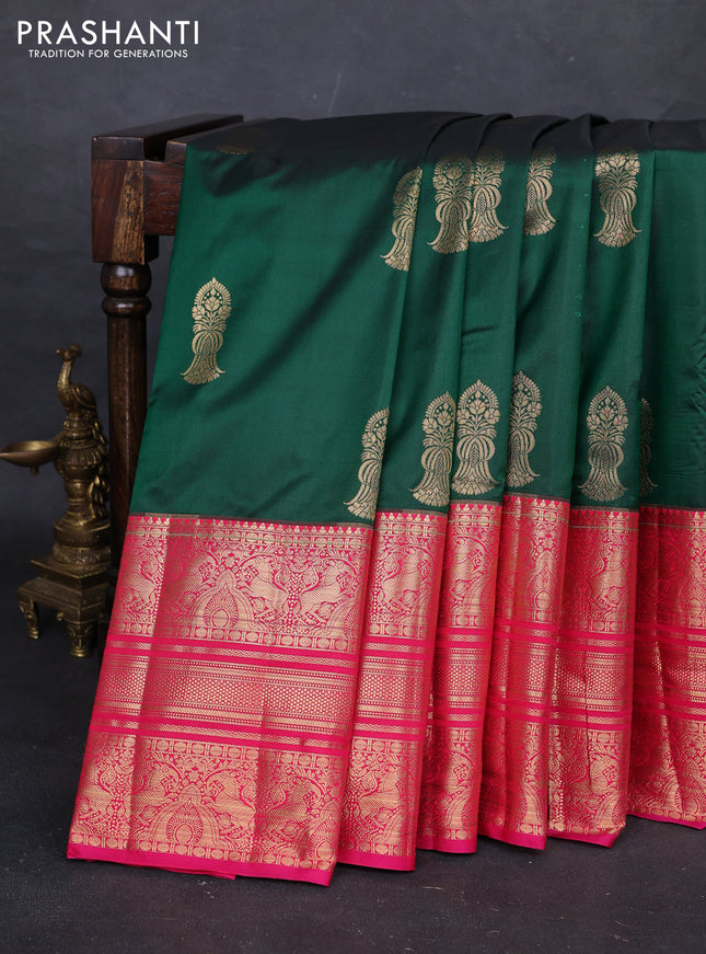 Green & Pink Bangalori Silk - Buttas