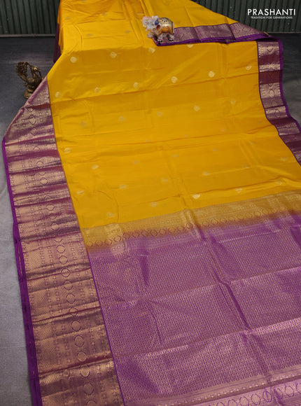 Yellow & Purple Bangalori Silk - Buttas