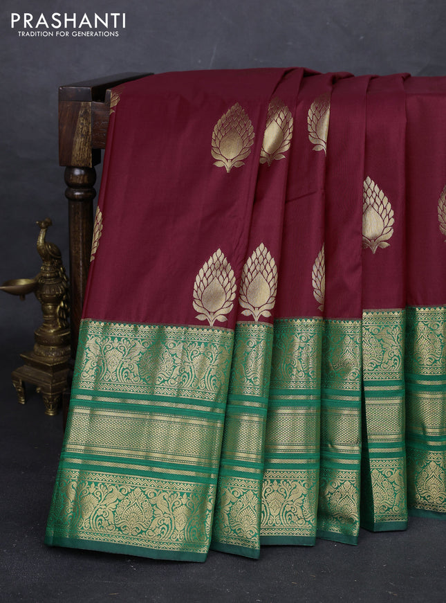 Maroon & Green Bangalori Silk - Buttas