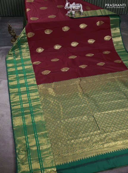 Maroon & Green Bangalori Silk - Buttas