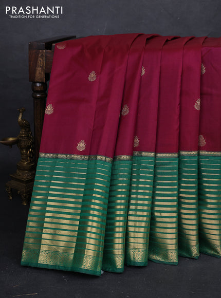 Wine & Green Bangalori Silk - Buttas