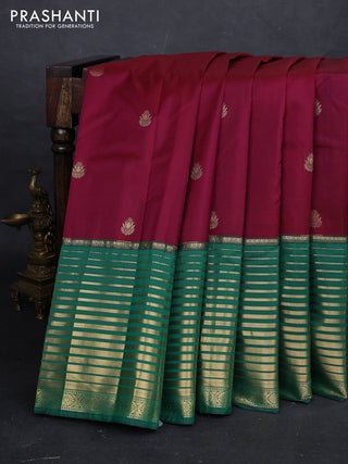 Wine & Green Bangalori Silk - Buttas