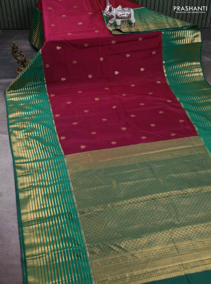 Wine & Green Bangalori Silk - Buttas