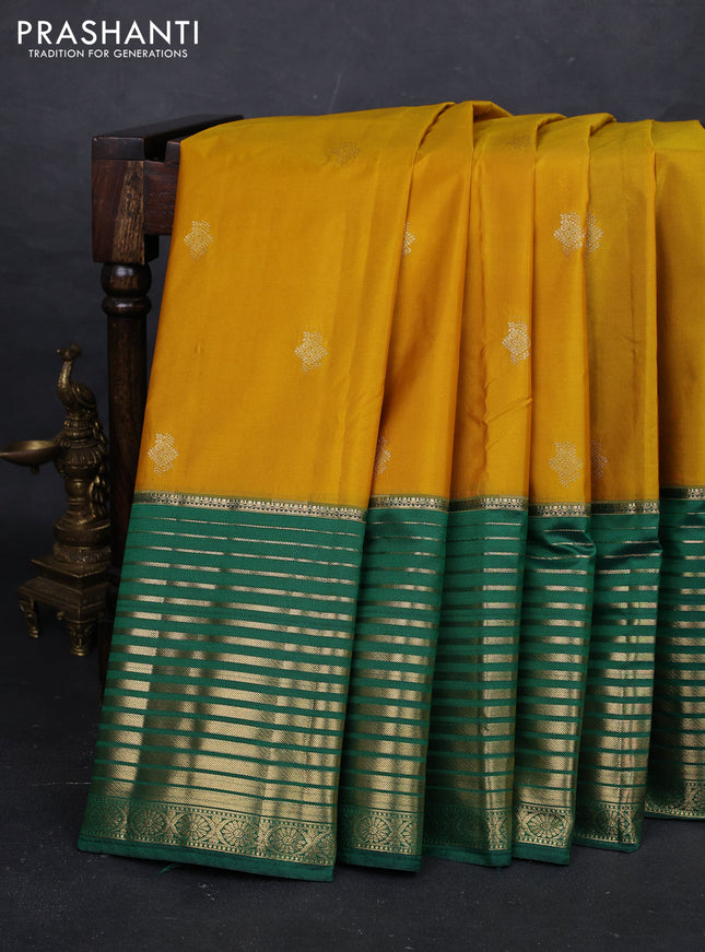 Yellow & Green Bangalori Silk - Buttas