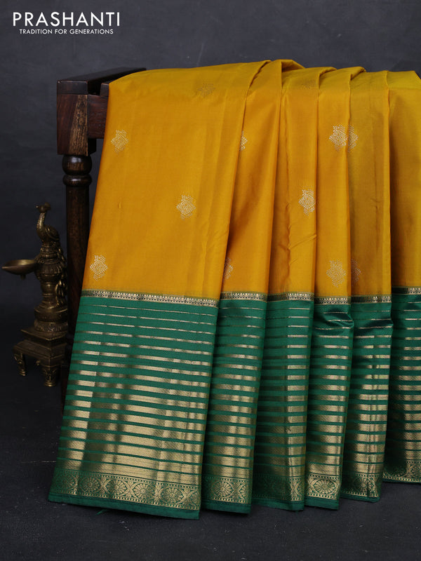 Yellow & Green Bangalori Silk - Buttas