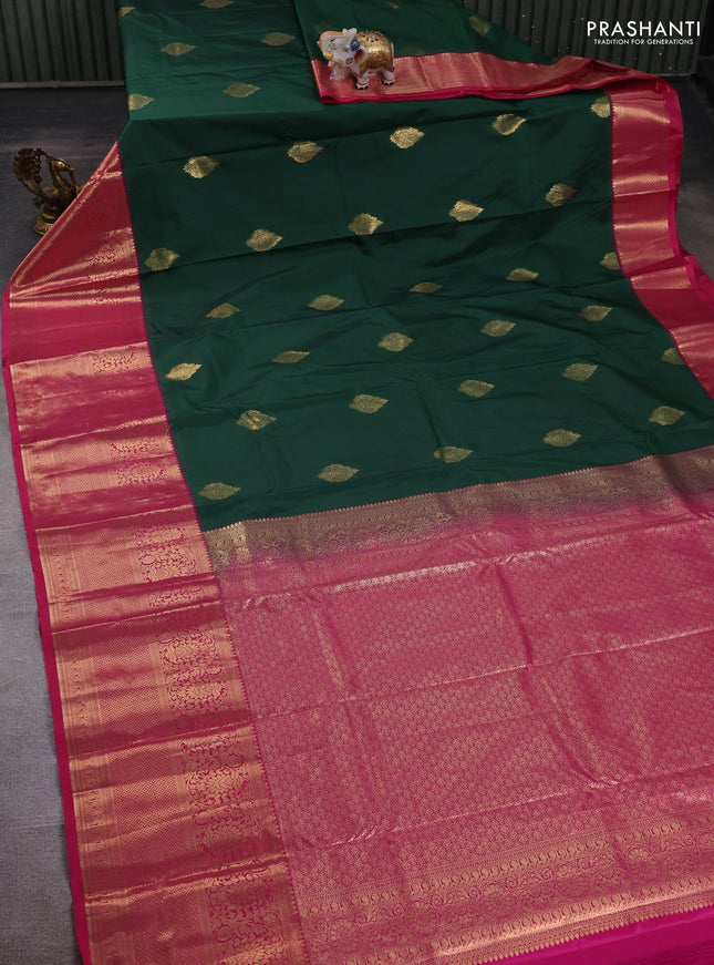 Green & Pink Bangalori Silk - Buttas