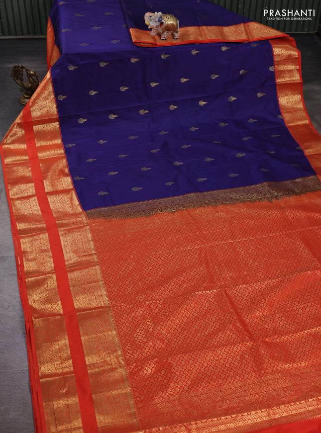 Blue & Orange Bangalori Silk - Buttas