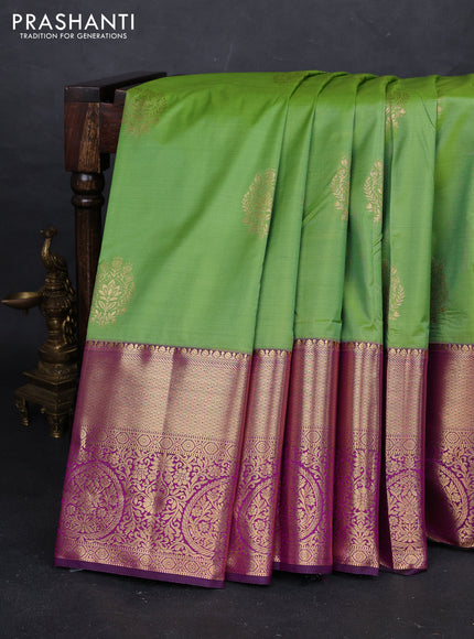 Green & Purple Bangalori Silk - Buttas