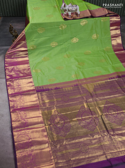 Green & Purple Bangalori Silk - Buttas