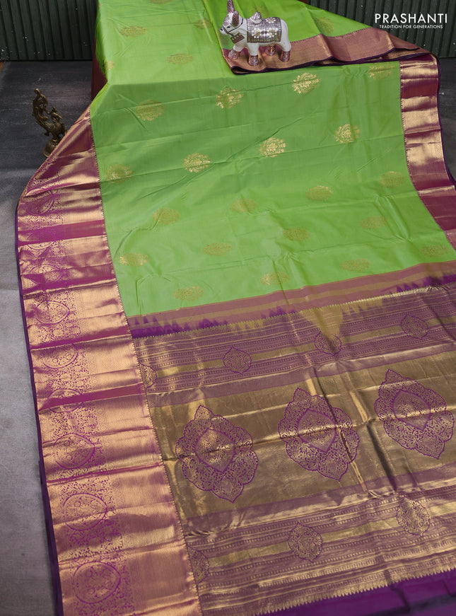 Green & Purple Bangalori Silk - Buttas