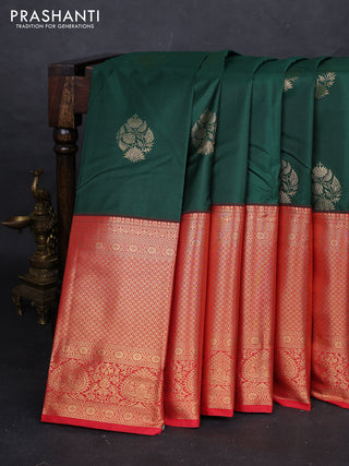 Green & Red Bangalori Silk - Buttas
