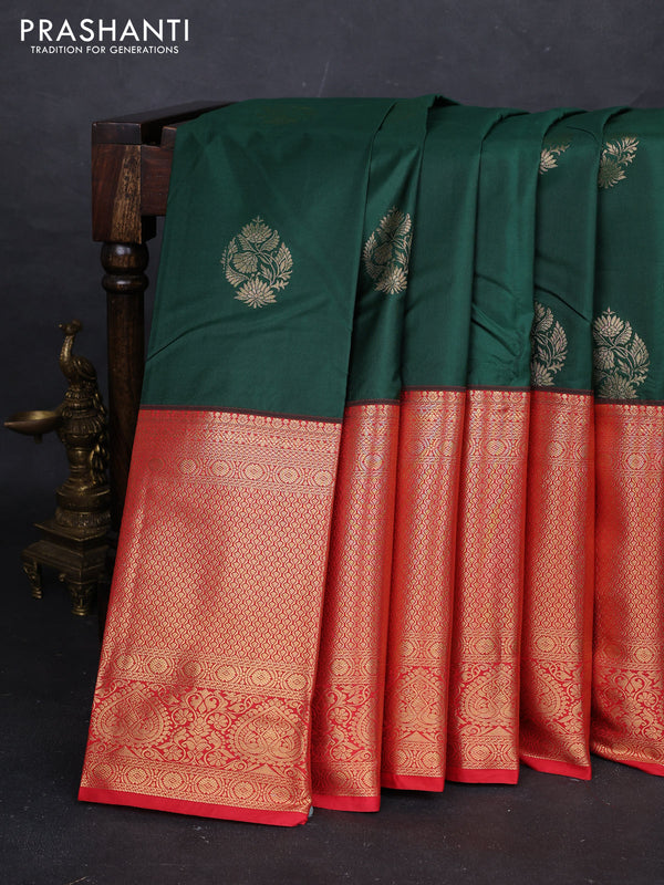 Green & Red Bangalori Silk - Buttas