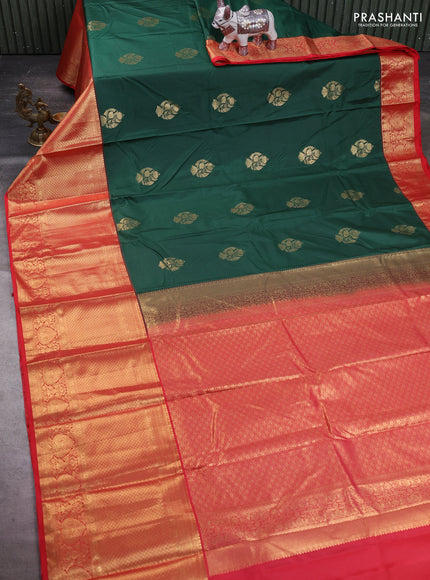Green & Red Bangalori Silk - Buttas