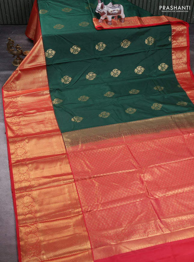 Green & Red Bangalori Silk - Buttas