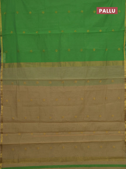 Green & Beige Semi Maheshwari Cotton - Buttas