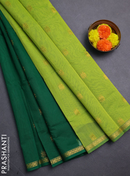Green & Lime Green Semi Maheshwari Cotton - Buttas