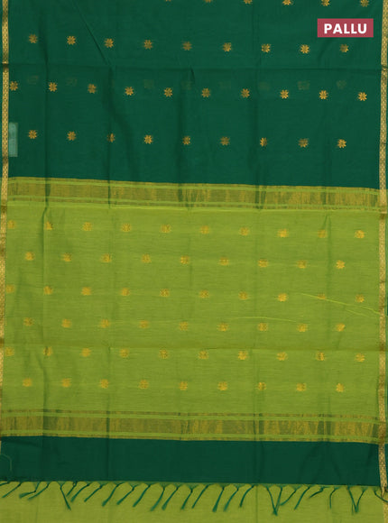 Green & Lime Green Semi Maheshwari Cotton - Buttas