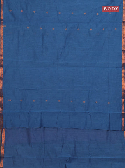 Peacock Blue & Mauve Pink Semi Maheshwari Cotton - Buttas
