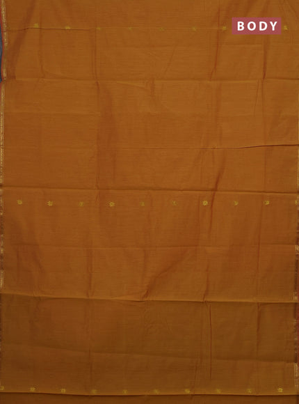Mustard Yellow & Pink Semi Maheshwari Cotton - Buttas
