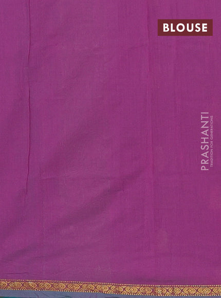 Teal Green & Pink Semi Maheshwari Cotton - Buttas