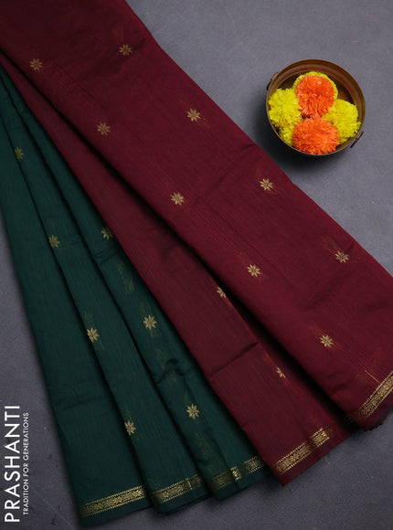 Green & Maroon Semi Maheshwari Cotton - Buttas