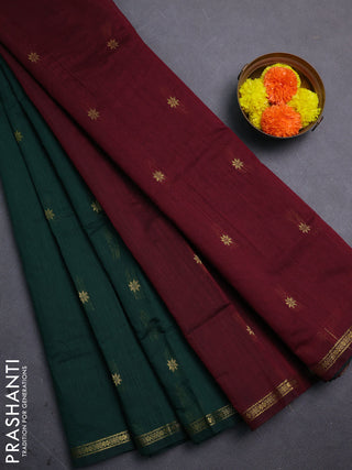 Green & Maroon Semi Maheshwari Cotton - Buttas