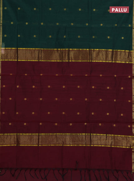 Green & Maroon Semi Maheshwari Cotton - Buttas