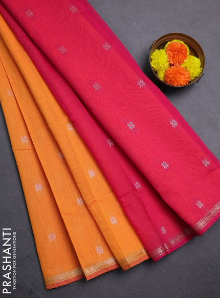 Orange & Pink Semi Maheshwari Cotton - Buttas
