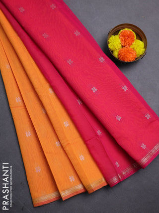 Orange & Pink Semi Maheshwari Cotton - Buttas