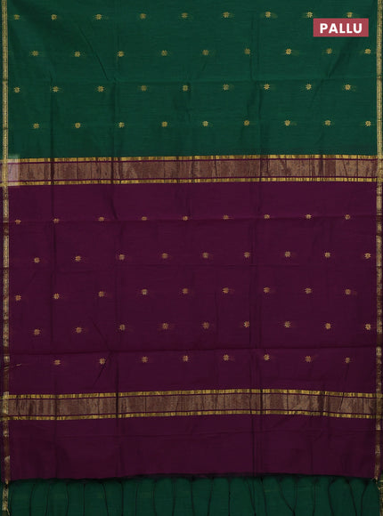 Green & Purple Semi Maheshwari Cotton - Buttas