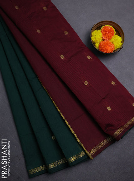 Green & Maroon Semi Maheshwari Cotton - Buttas