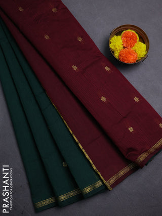 Green & Maroon Semi Maheshwari Cotton - Buttas