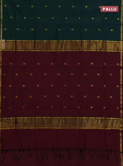 Green & Maroon Semi Maheshwari Cotton - Buttas