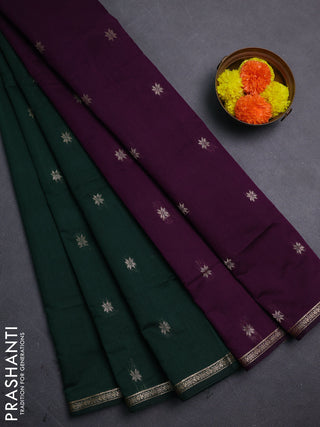 Green & Purple Semi Maheshwari Cotton - Buttas