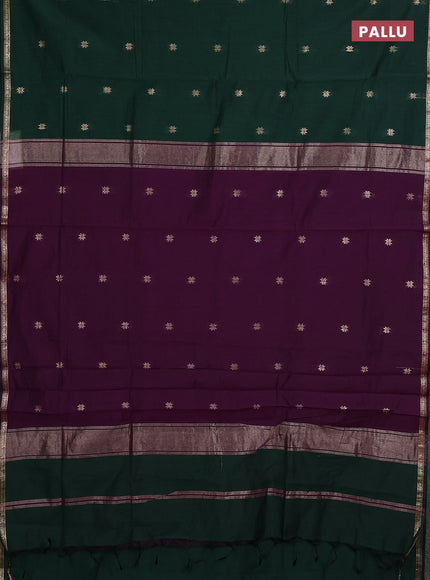 Green & Purple Semi Maheshwari Cotton - Buttas