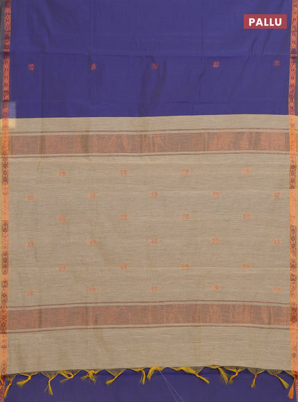 Blue & Beige Semi Maheshwari Cotton - Buttas