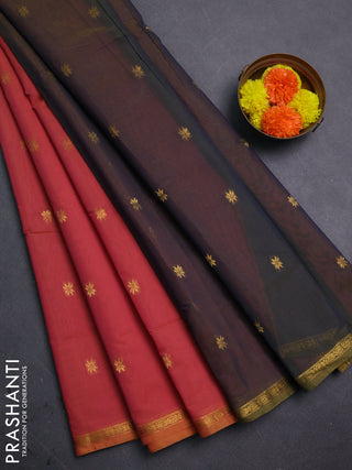 Peach Pink & Grey Semi Maheshwari Cotton - Buttas