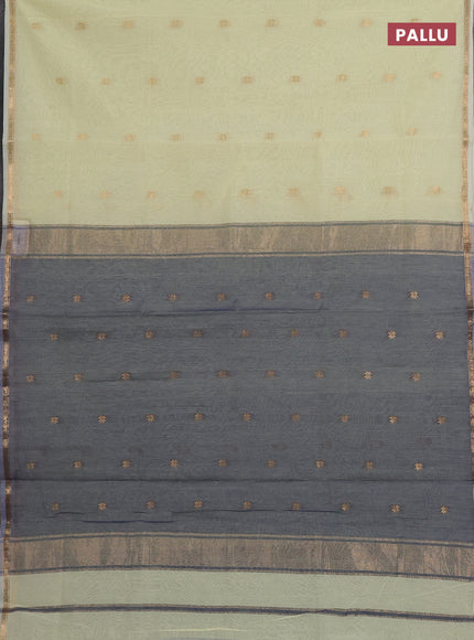 Lime Yellow & Grey Semi Maheshwari Cotton - Buttas