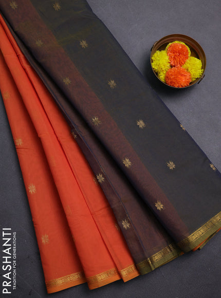 Orange & Grey Semi Maheshwari Cotton - Buttas