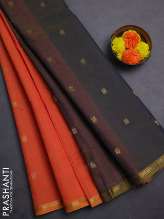 Orange & Grey Semi Maheshwari Cotton - Buttas
